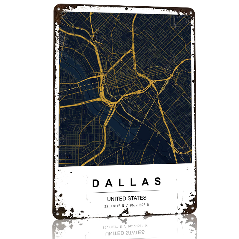 Dallas City Map Art Printed Po - مراجعة Home Decor Dallas وسعره