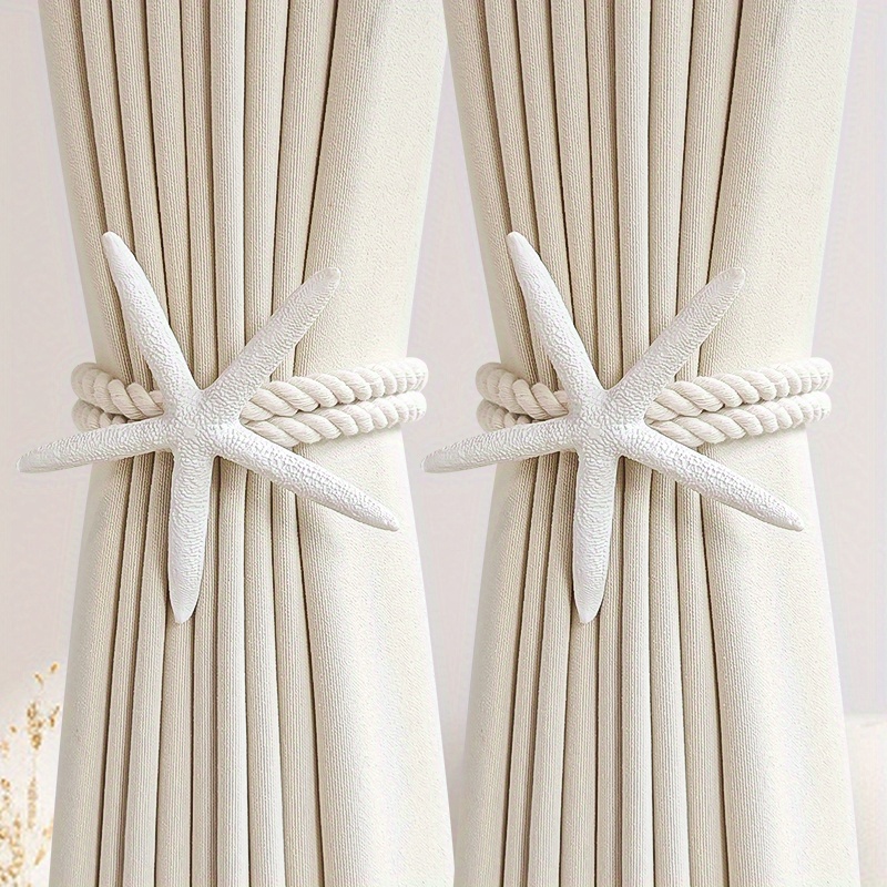2PCS Natural Starfish Curtain  - مراجعة Home Decor Curtains وسعره