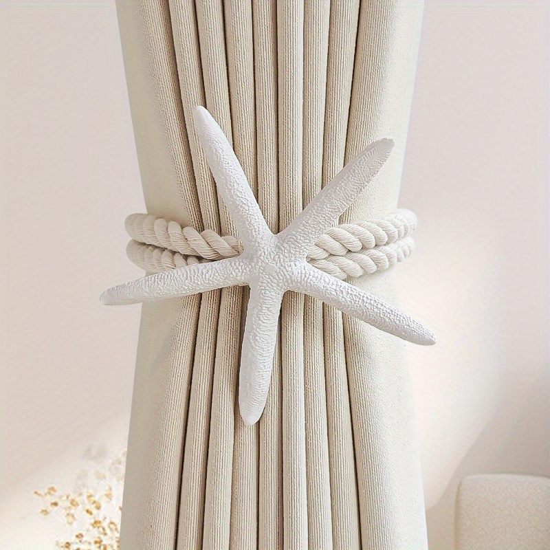 2PCS Natural Starfish Curtain  - مراجعة Home Decor Curtains وسعره