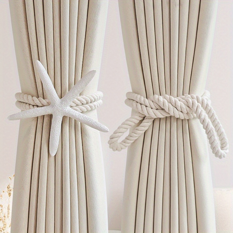 2PCS Natural Starfish Curtain  - مراجعة Home Decor Curtains وسعره