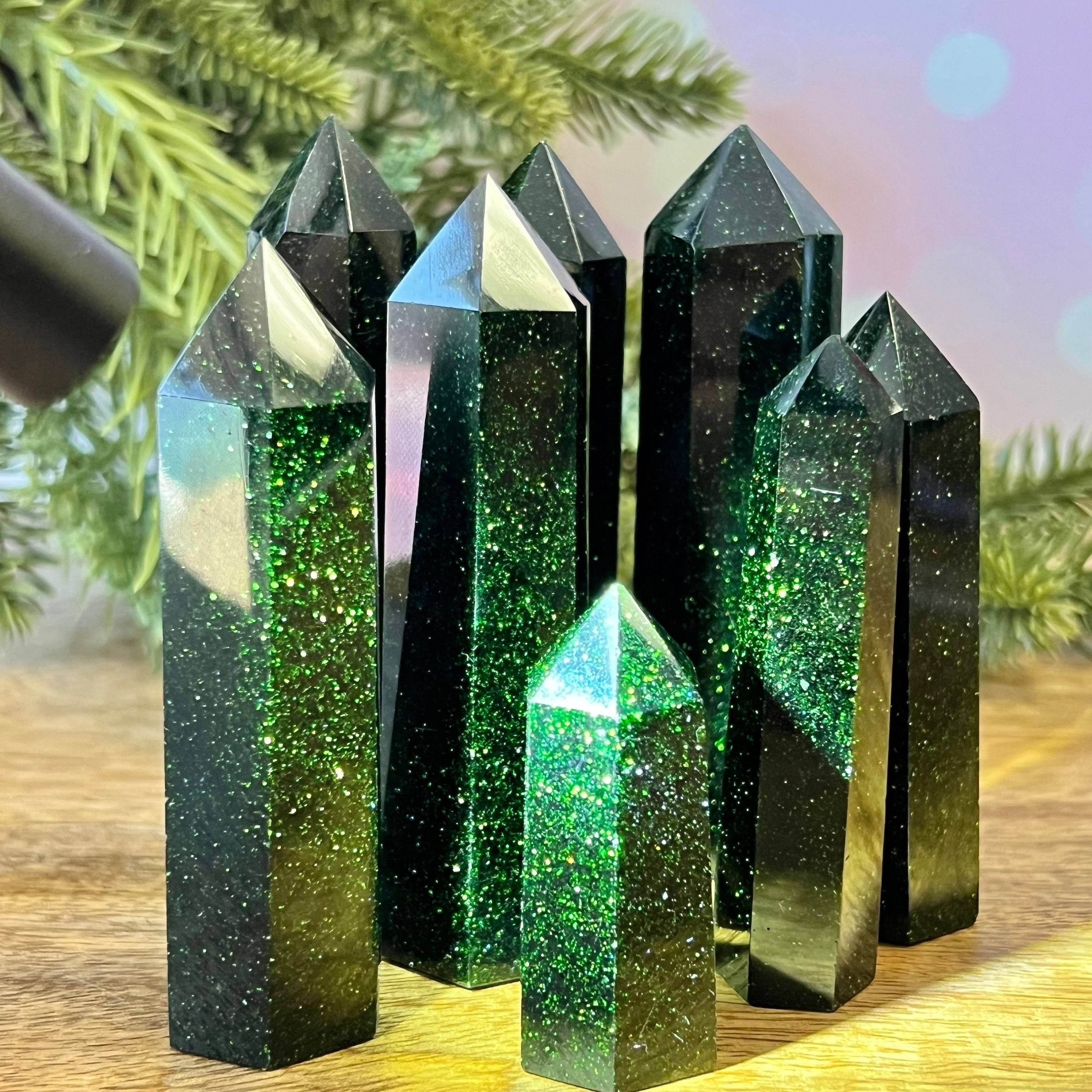 Green Goldstone Crystal Tower, - مراجعة Home Decor Modern Organic وسعره