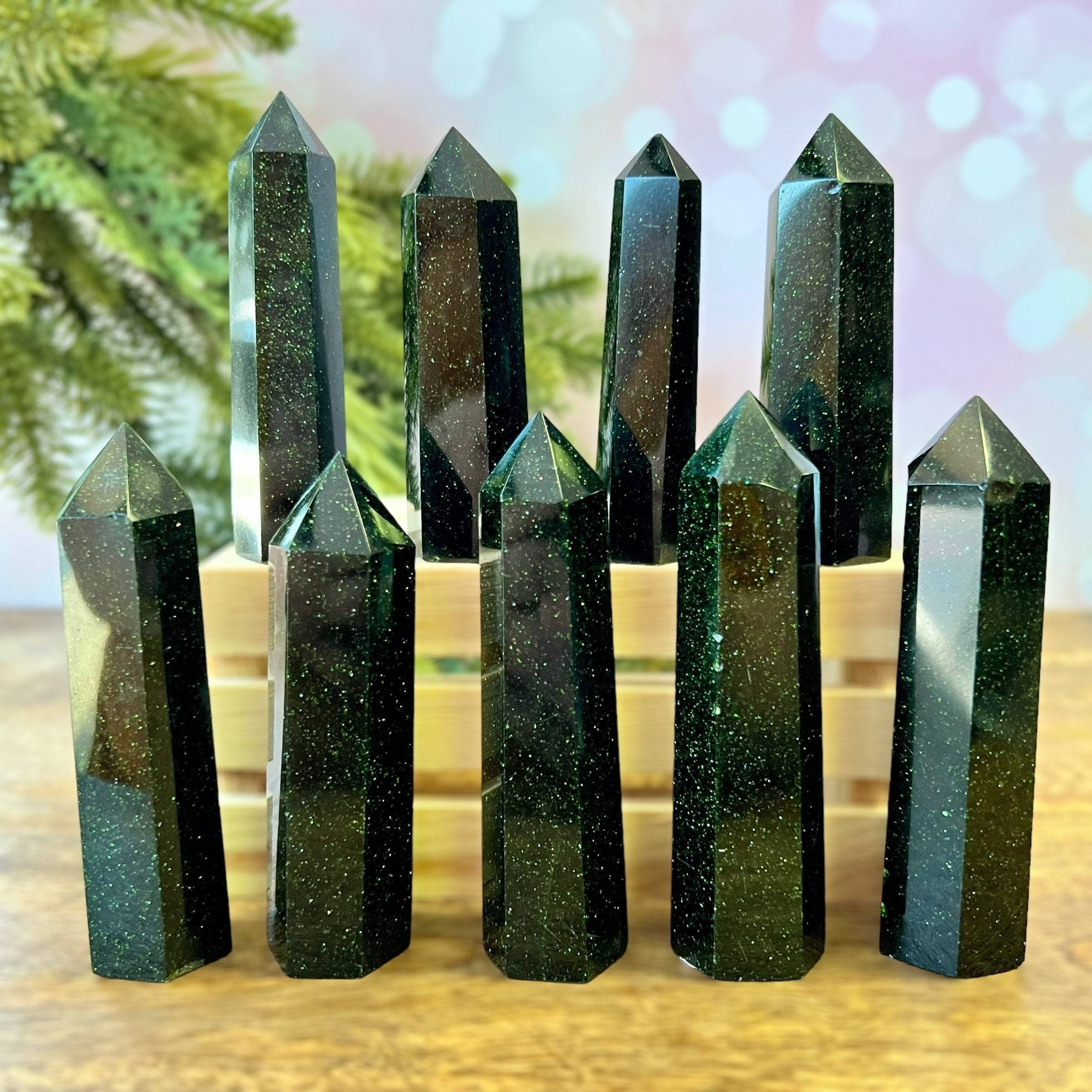 Green Goldstone Crystal Tower, - مراجعة Home Decor Modern Organic وسعره