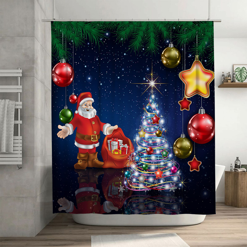 TU Christmas Shower Curtain Sa - مراجعة Home Xmas Decor Ideas وسعره