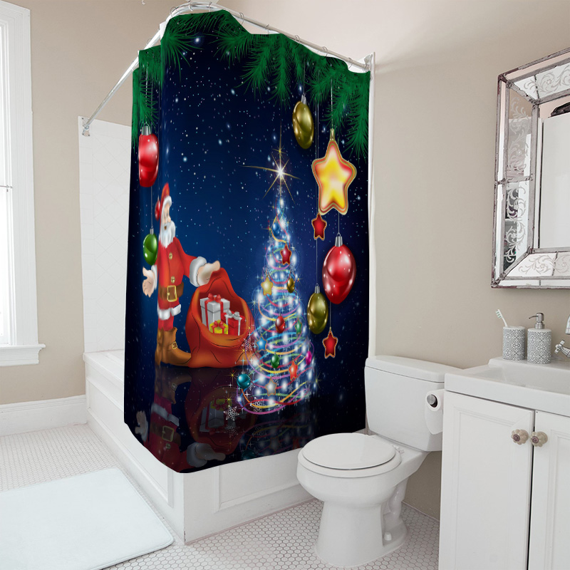 TU Christmas Shower Curtain Sa - مراجعة Home Xmas Decor Ideas وسعره