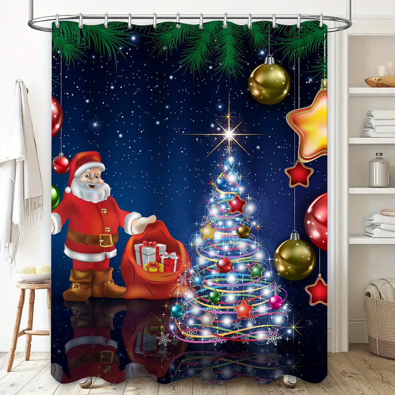 TU Christmas Shower Curtain Sa - مراجعة Home Xmas Decor Ideas وسعره