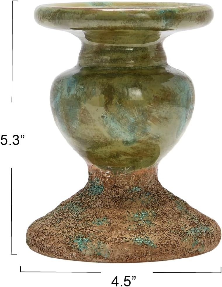 2-Tone Terracotta Pillar Candl - مراجعة Home Decor Green وسعره