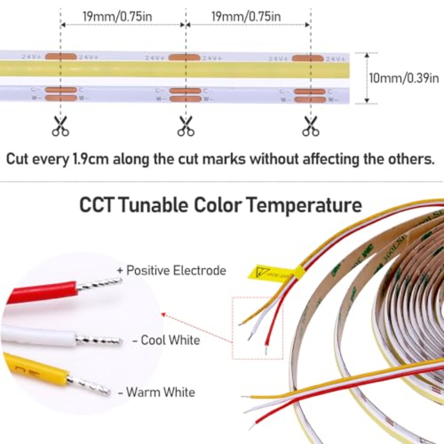 24V Linear CCT Tunable White L - مراجعة Led Strip Lights وسعره