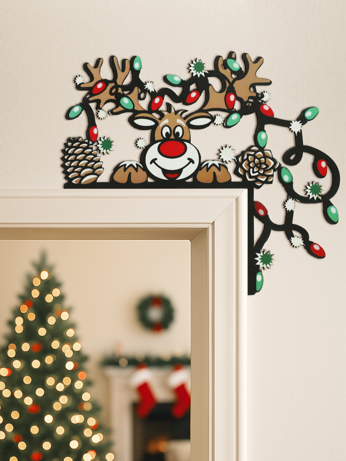 Christmas Reindeer Door Corner - مراجعة Home Decor Wallpaper وسعره