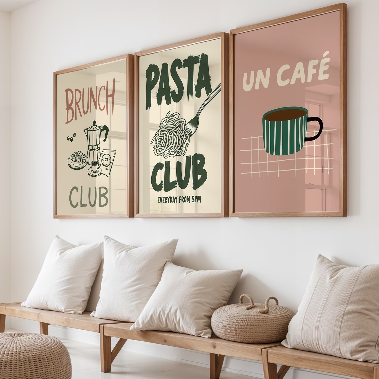 3pcsModern Pasta Club, Coffee, - مراجعة Home Decor Green وسعره