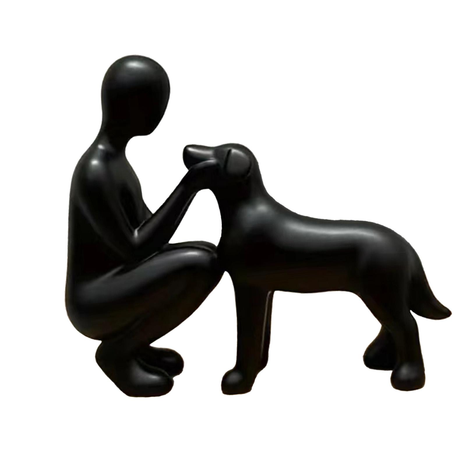 Man and Dog Resin Statue Abstr - مراجعة Abstract Sculpture Resin وسعره