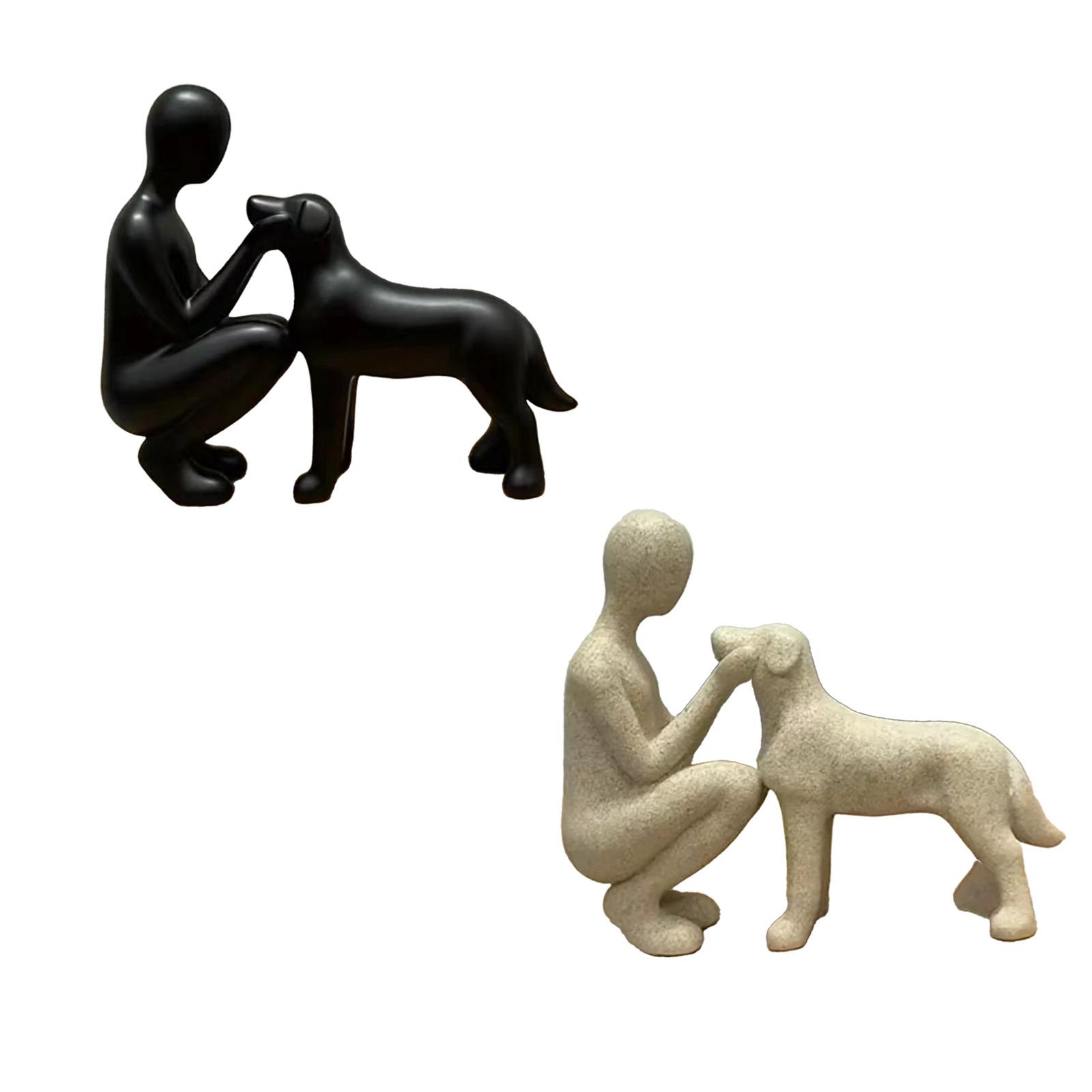 Man and Dog Resin Statue Abstr - مراجعة Abstract Sculpture Resin وسعره