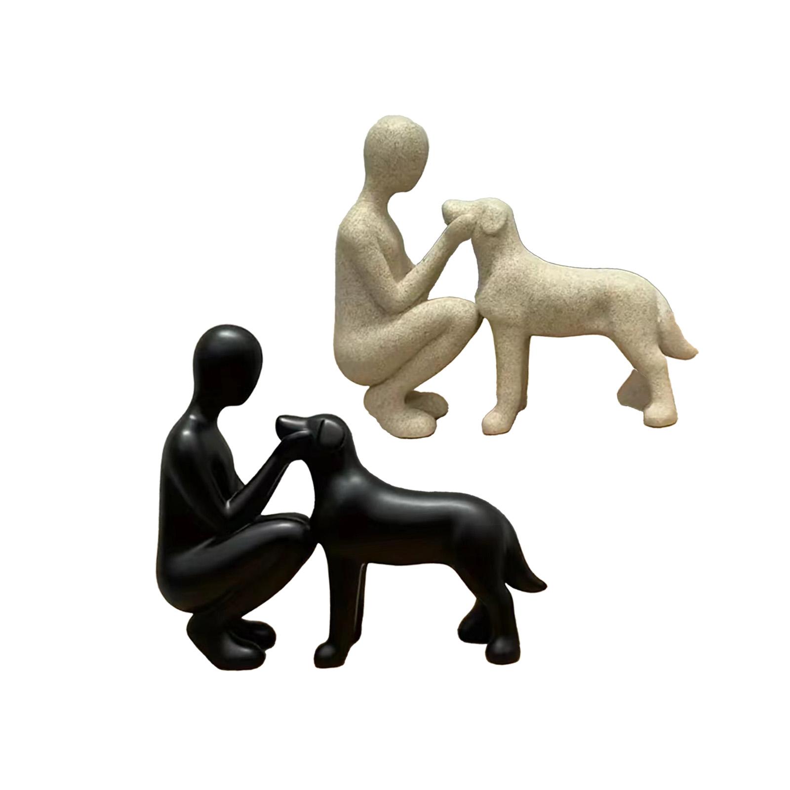 Man and Dog Resin Statue Abstr - مراجعة Abstract Sculpture Resin وسعره