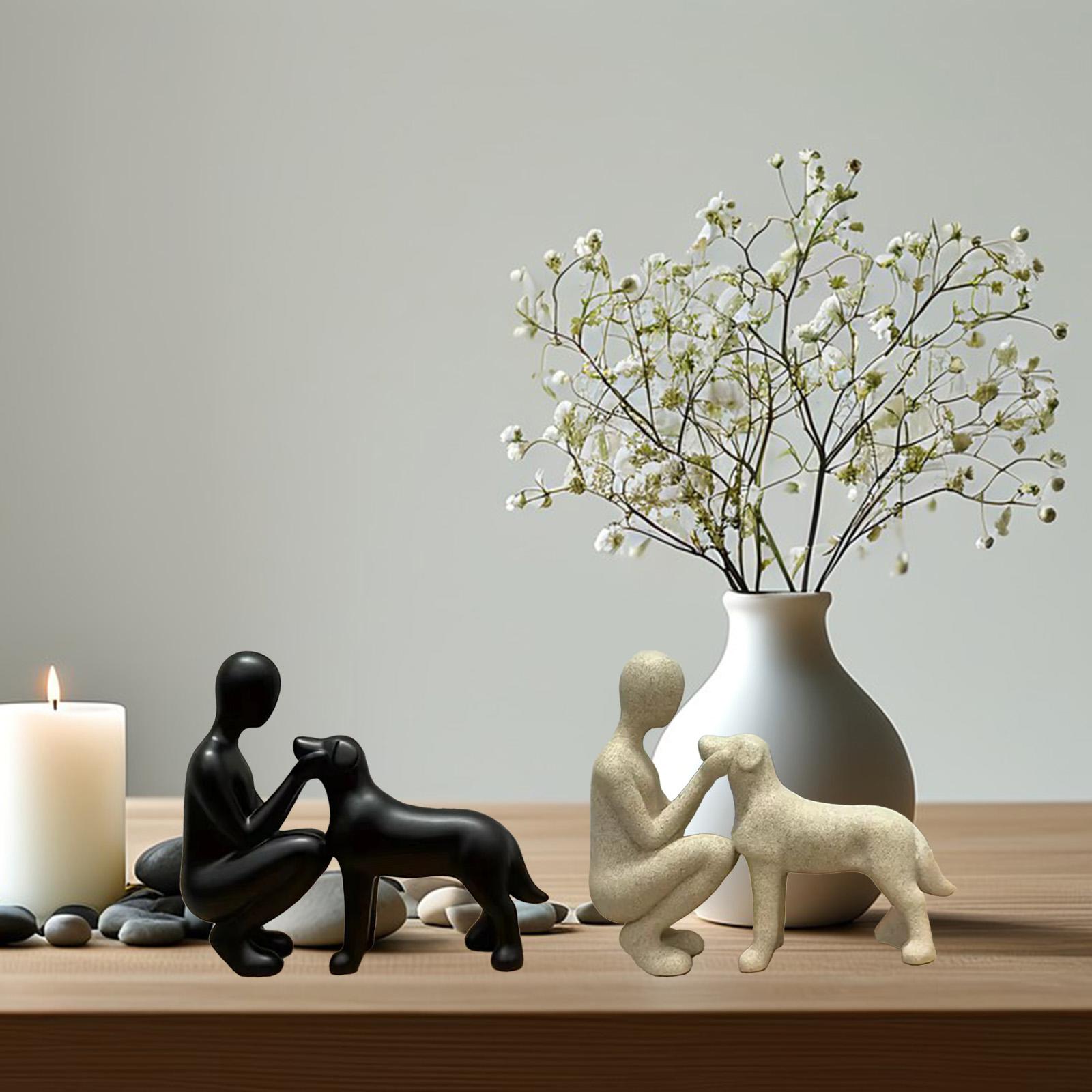 Man and Dog Resin Statue Abstr - مراجعة Abstract Sculpture Resin وسعره