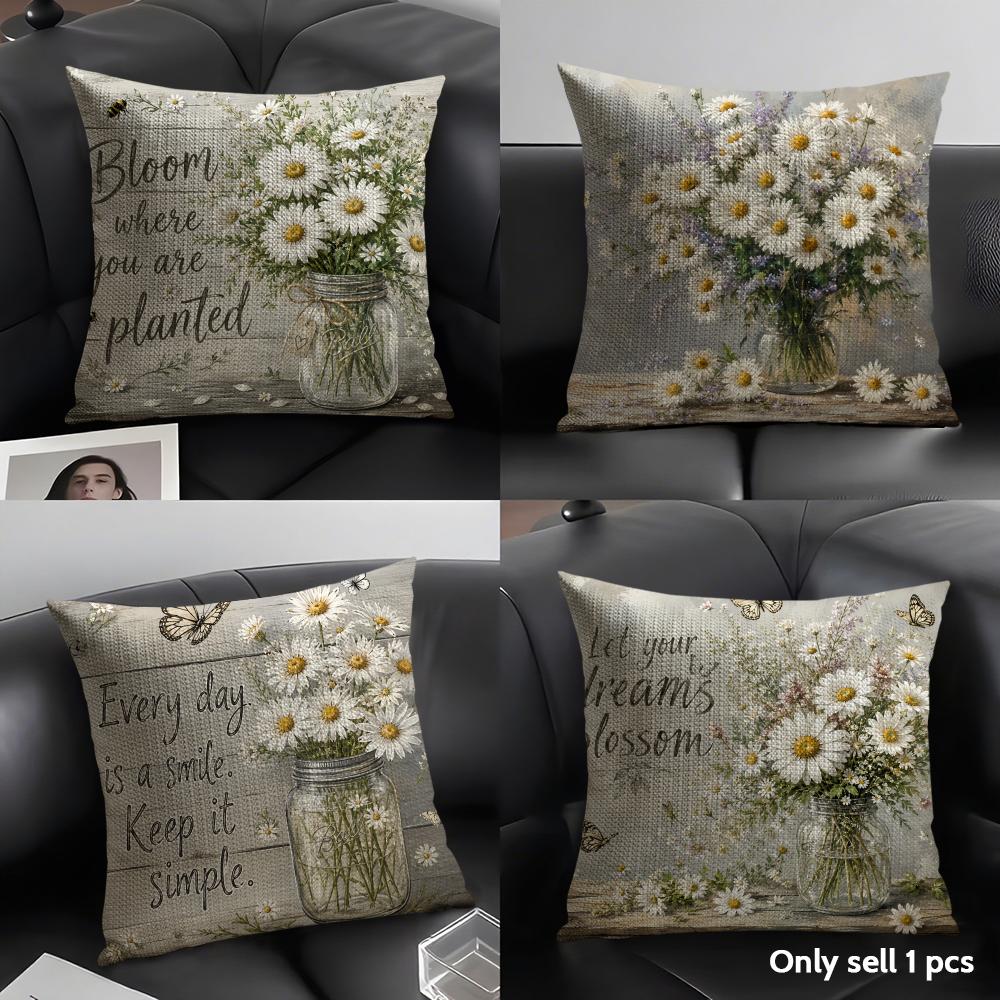 Spring Daisy Modern Style Cush - مراجعة Home Decor Modern Organic وسعره