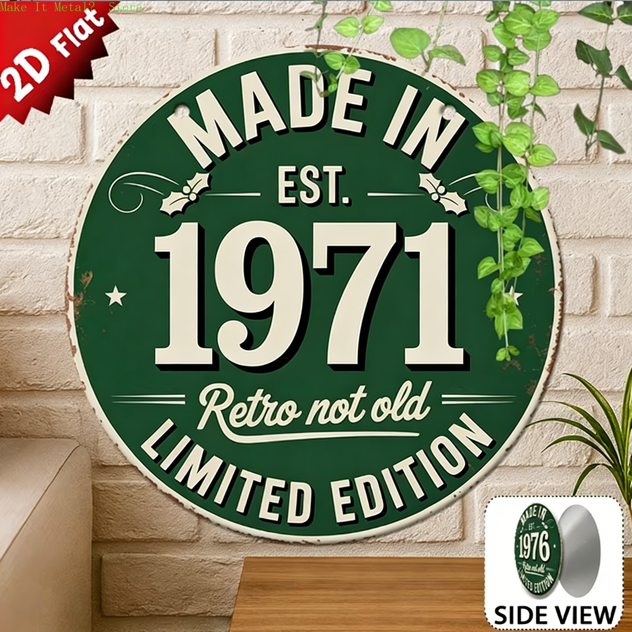 Made in 1976 Retro Not Old 2D  - مراجعة Home Decor Green وسعره