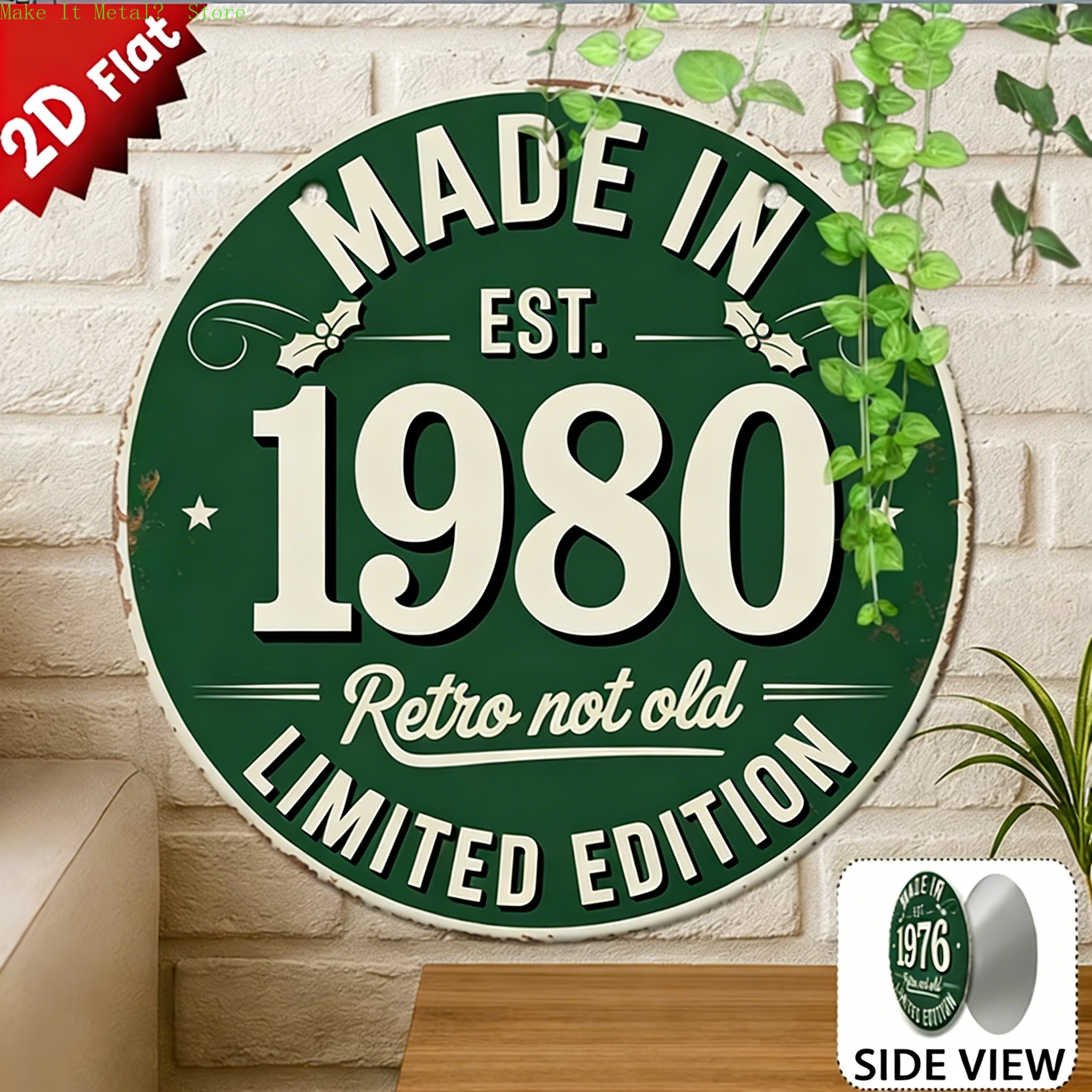 Made in 1976 Retro Not Old 2D  - مراجعة Home Decor Green وسعره
