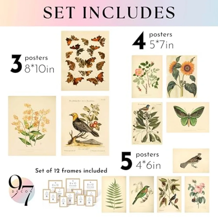 Vintage botanical prints wall  - مراجعة Home Decor Wallpaper وسعره