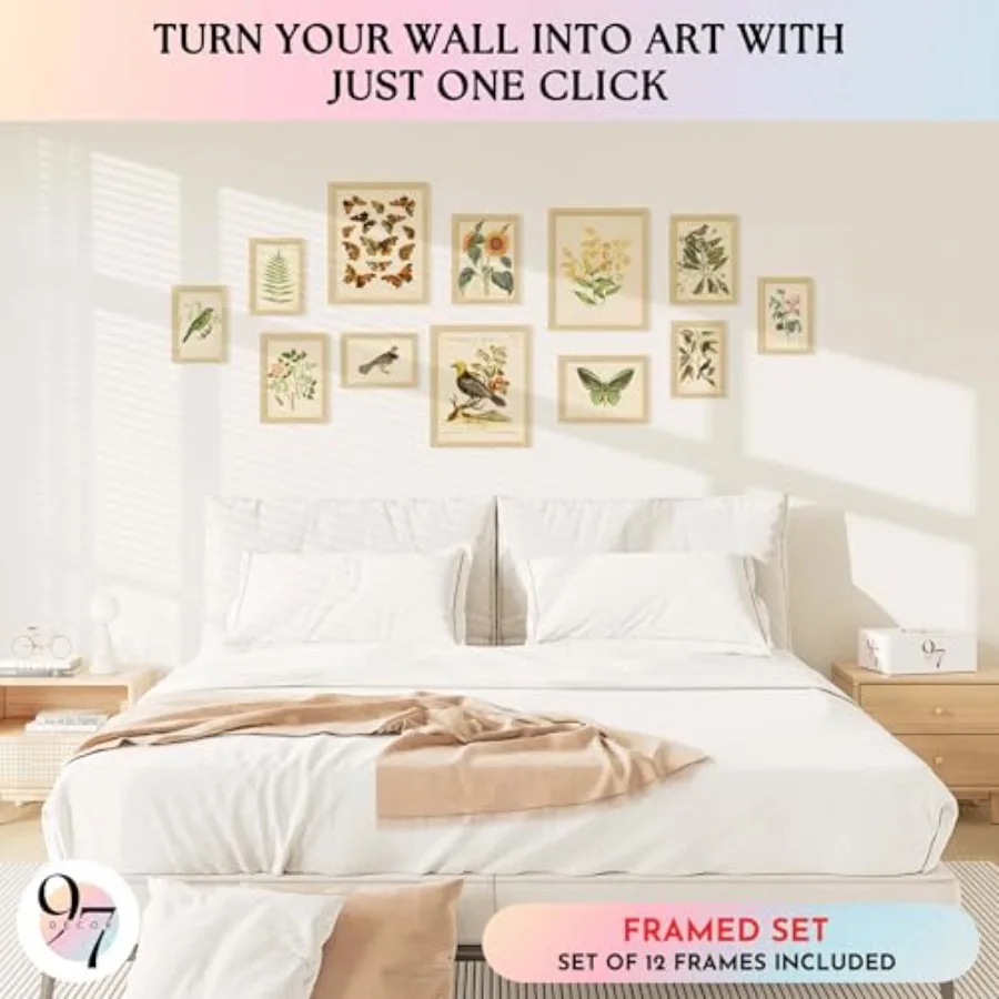 Vintage botanical prints wall  - مراجعة Home Decor Wallpaper وسعره