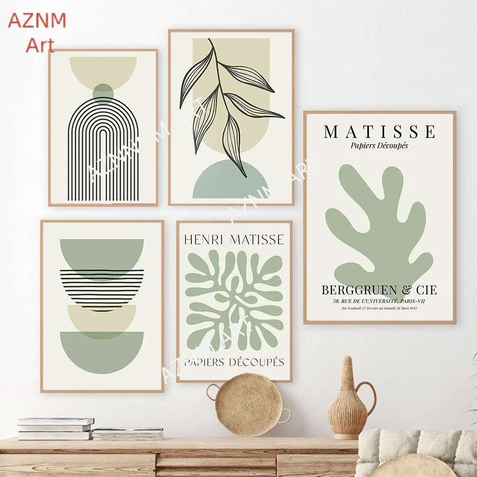 Sage Green Leaf Geometry Line  - مراجعة Home Decor Green وسعره