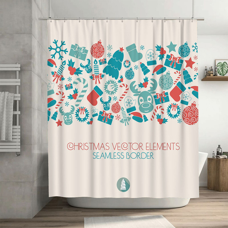 TU Christmas Shower Curtain Fe - مراجعة Home Xmas Decor Ideas وسعره