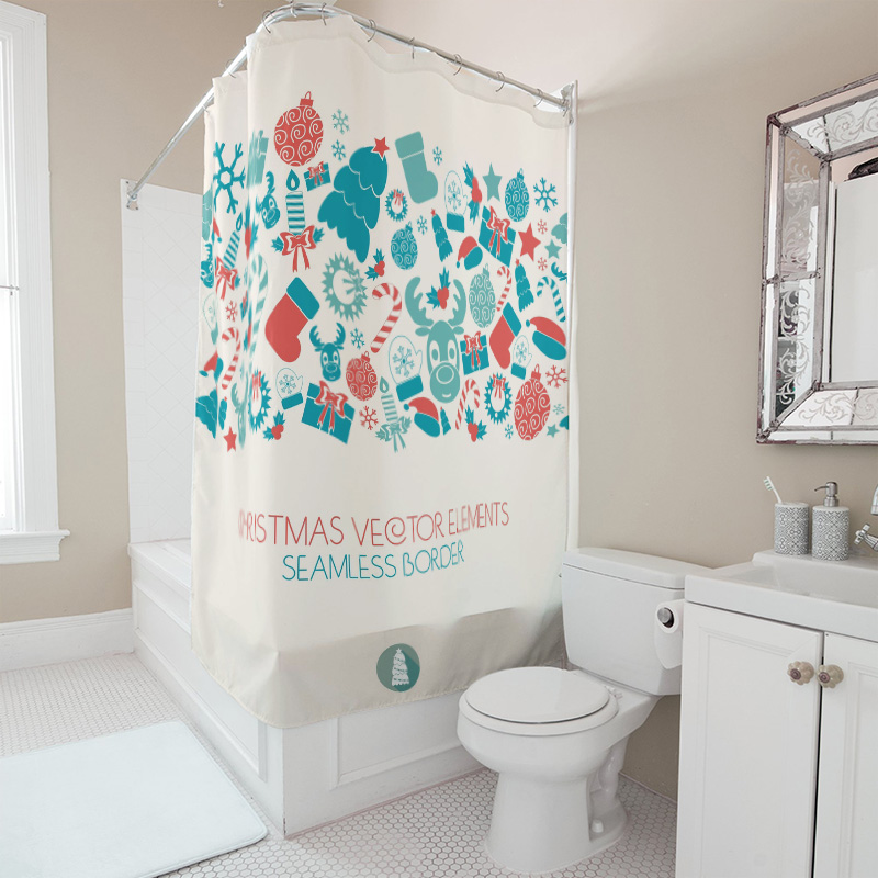TU Christmas Shower Curtain Fe - مراجعة Home Xmas Decor Ideas وسعره