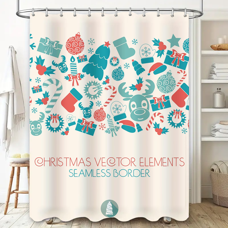 TU Christmas Shower Curtain Fe - مراجعة Home Xmas Decor Ideas وسعره