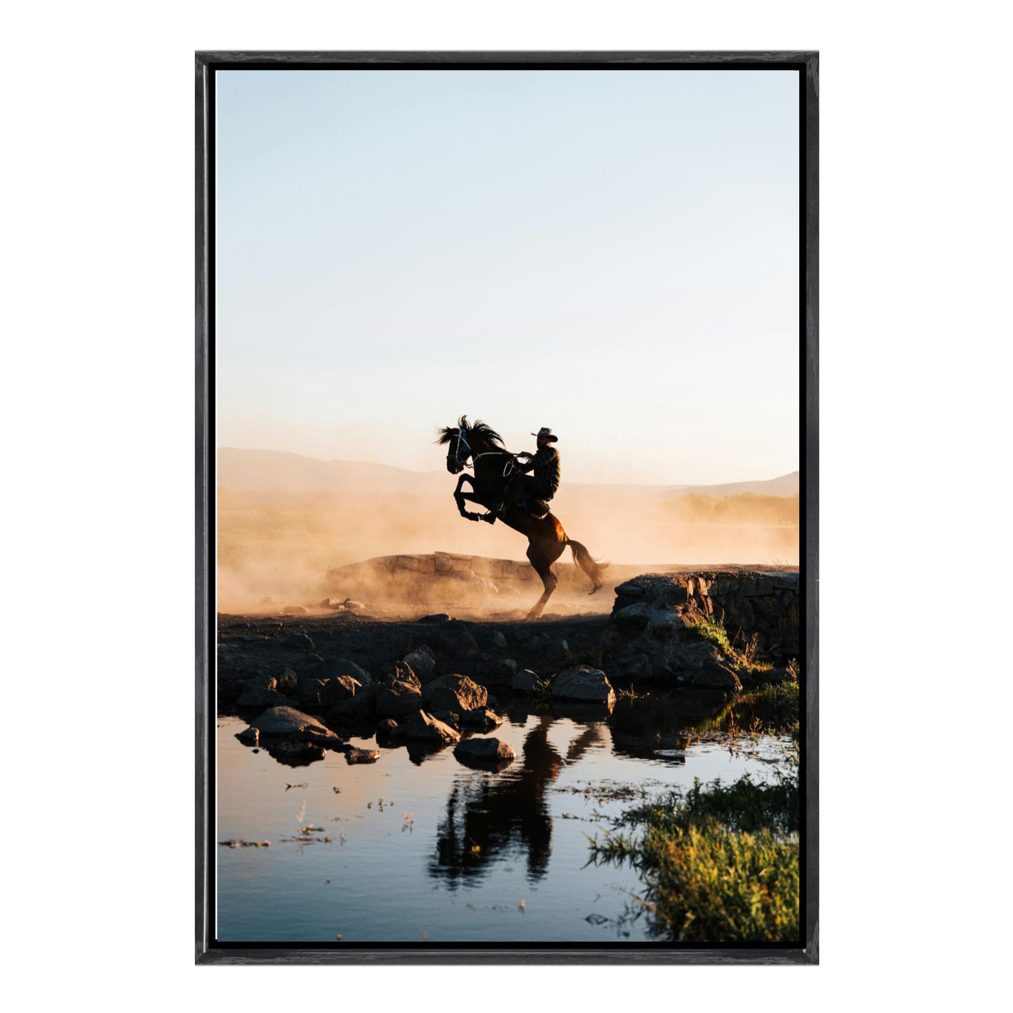 Cowboy Horse Canvas Framed Wal - مراجعة Home Decor Mirror وسعره