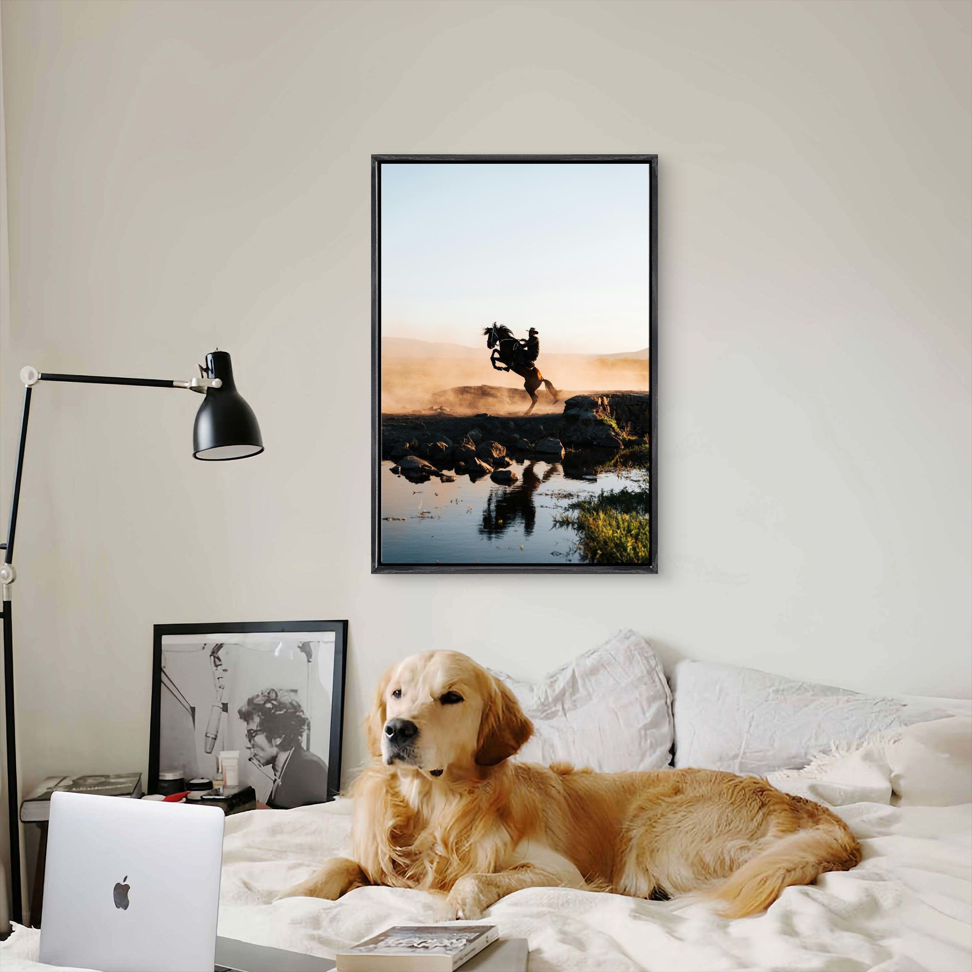 Cowboy Horse Canvas Framed Wal - مراجعة Home Decor Mirror وسعره