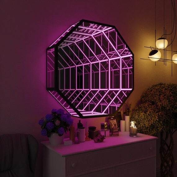 Octagon 3D Infinity Mirror Lig - مراجعة Home Decor Mirror وسعره